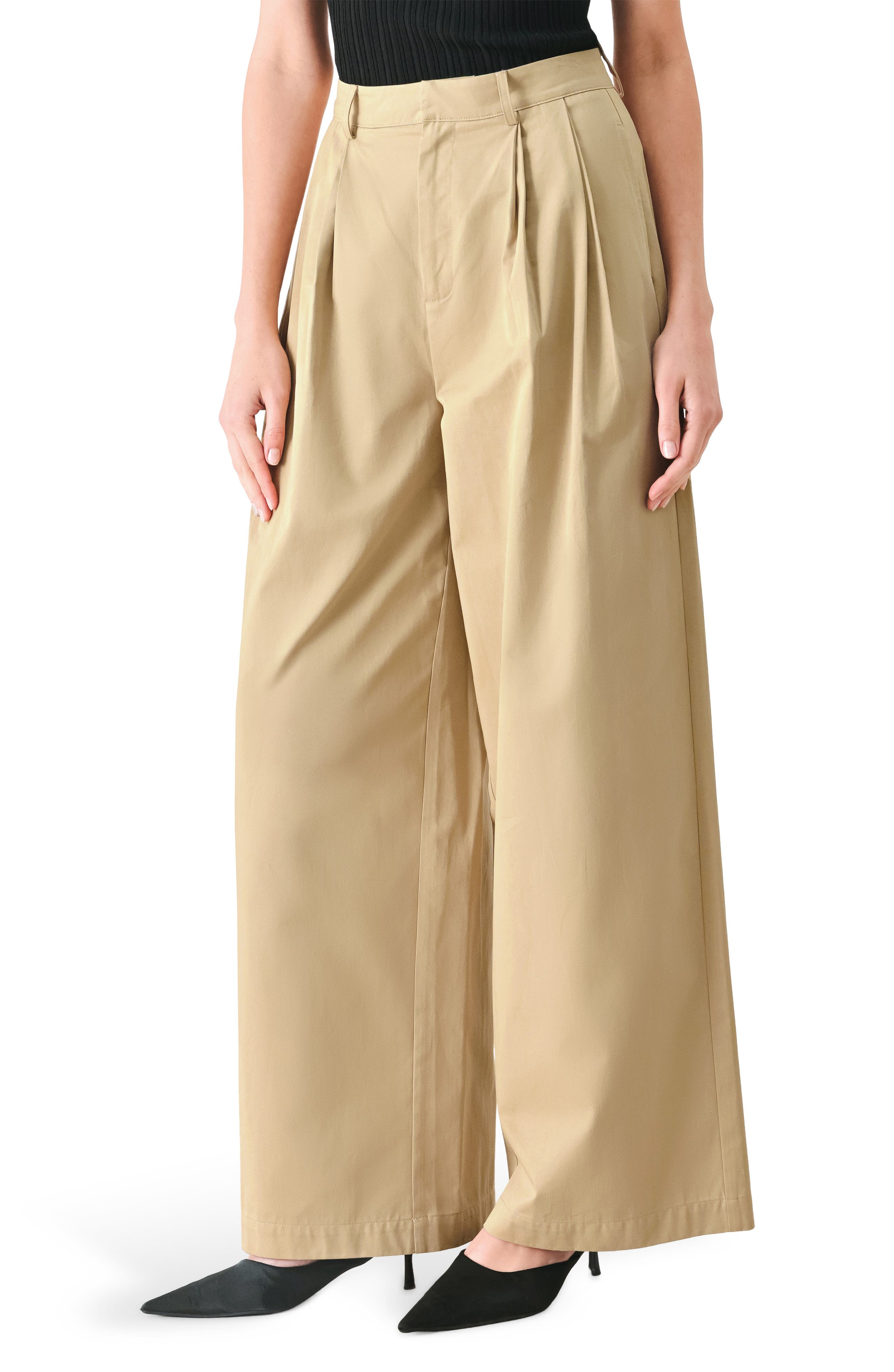 Freemarket Pleated High Waist Wide Leg Pants In Taupe