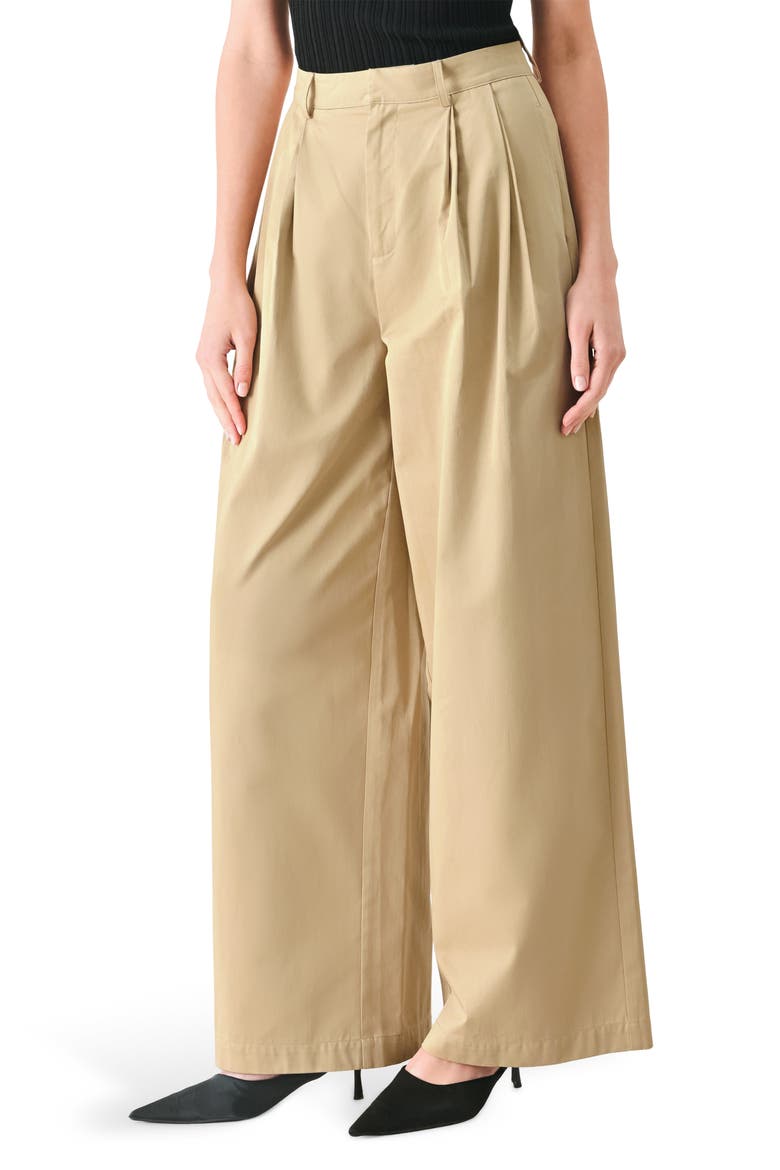 Pleated High Waist Wide Leg Pants, Main, color, TAUPE