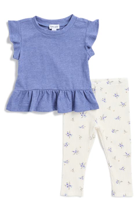 Flutter Sleeve Top & Floral Leggings Set (Baby)