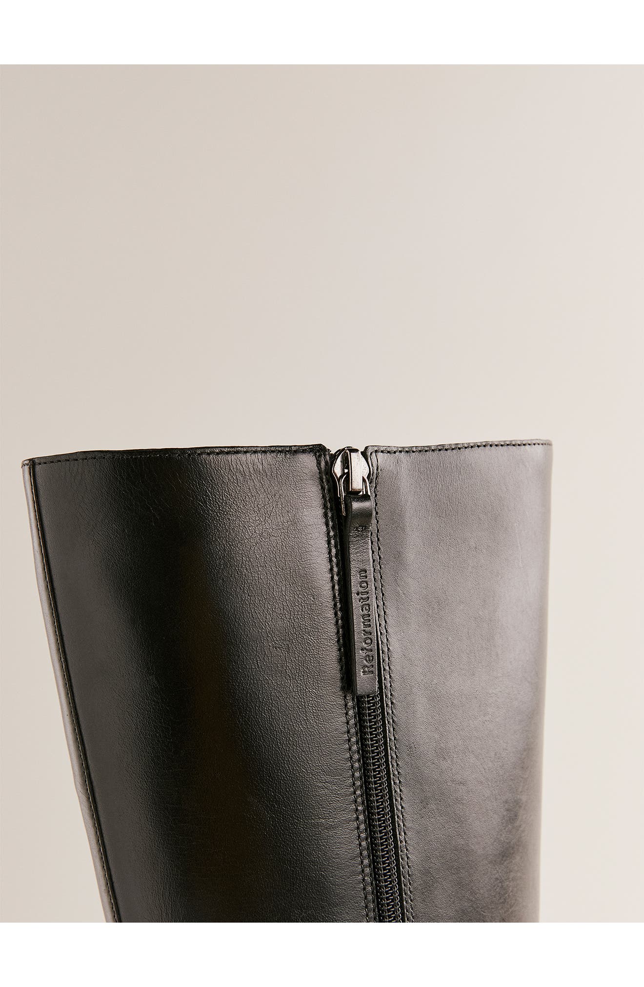 Reformation Nancy Knee High Boot, Alternate, color, Black Leather