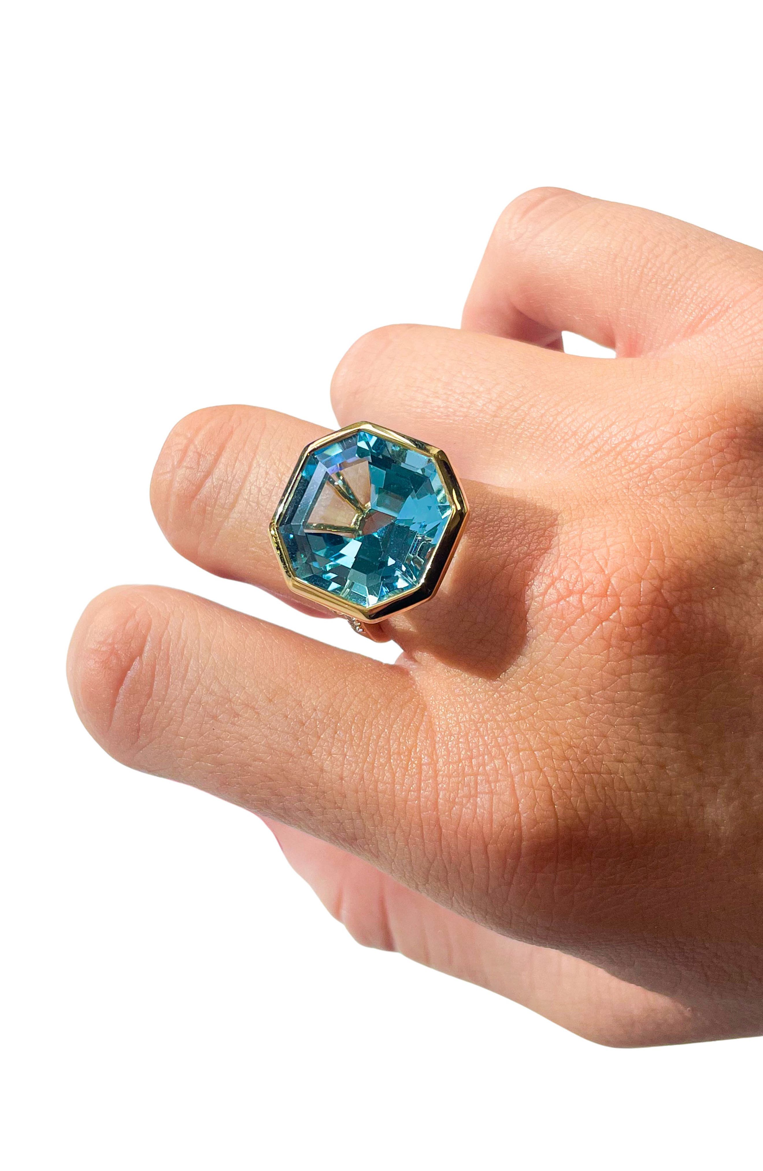 GOSHWARA Gossip Octagon Cut Stone & Pavé Diamond Ring (Women) | Nordstrom