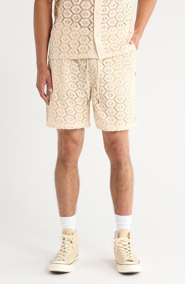 HONOR THE GIFT Open Stitch Drawstring Shorts, Main, color, Bone