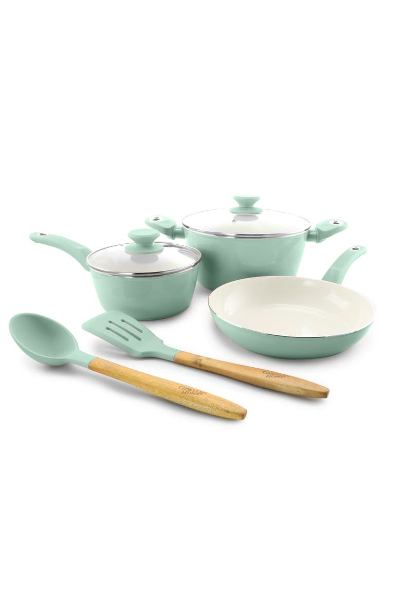 Gibson Home Plaza Cafe 7 Piece Essential Core Aluminum Cookware Set, Main, color, Blue
