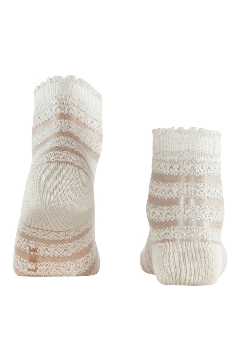 Stripe Border Lace Ankle Socks, Alternate, color, OFF-WHITE