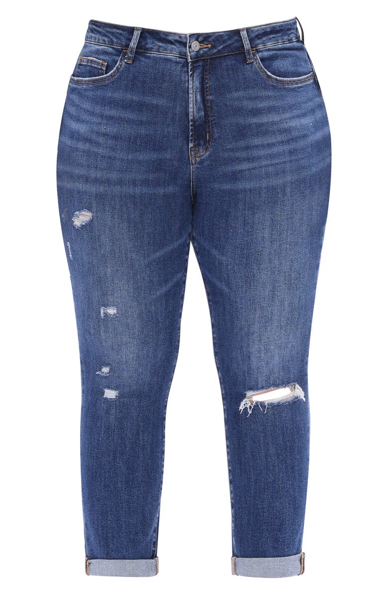 Bayeas High Waist Distressed Straight Leg Jeans, Alternate, color, Dark Blue