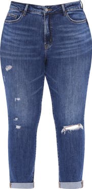 Bayeas High Waist Distressed Straight Leg Jeans