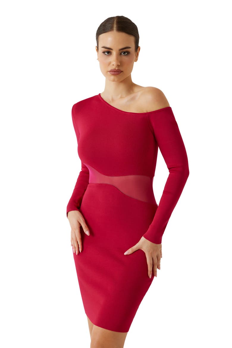 Sol Long Sleeve Body-Con Dress, Alternate, color, BRIGHT RED