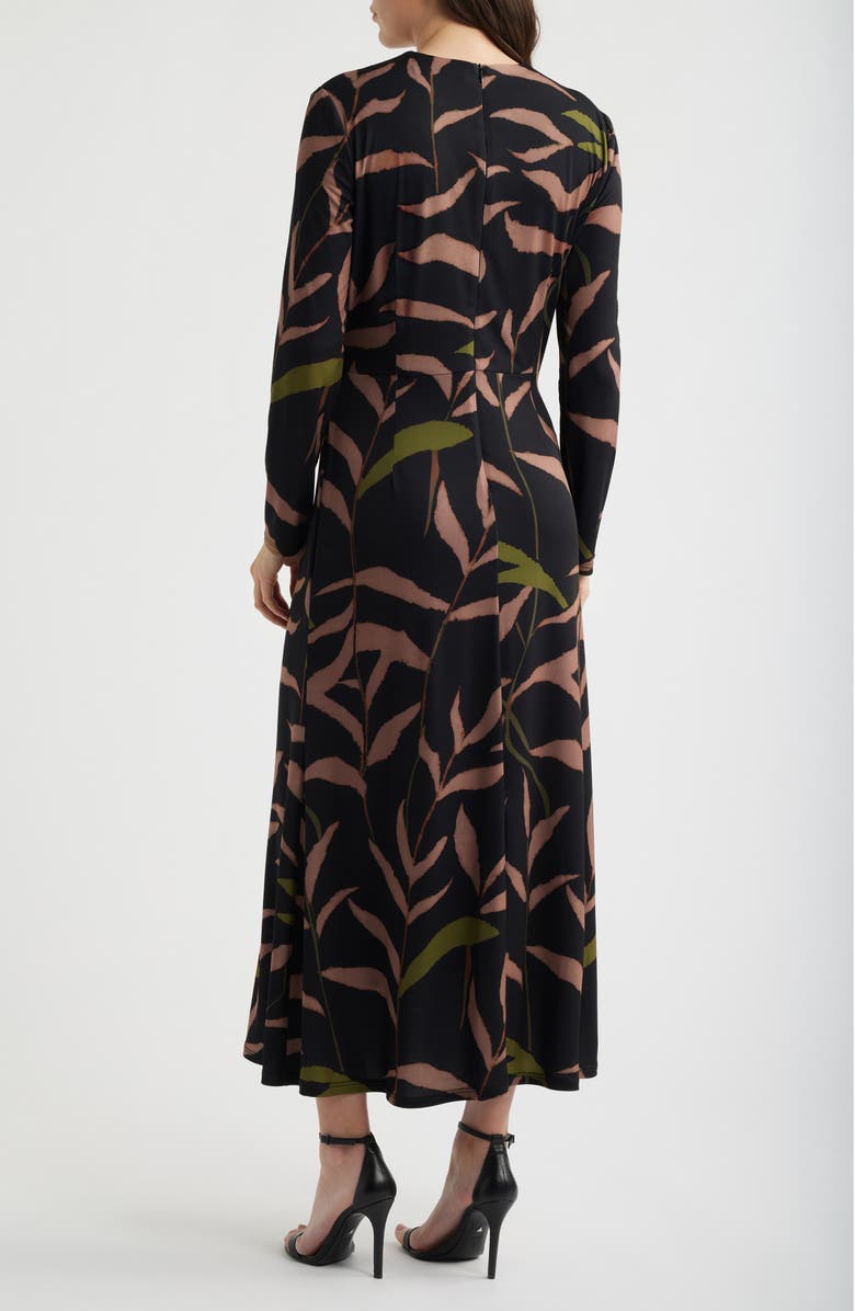 Julia Jordan Abstract Print Long Sleeve Midi Dress, Alternate, color, Black Multi