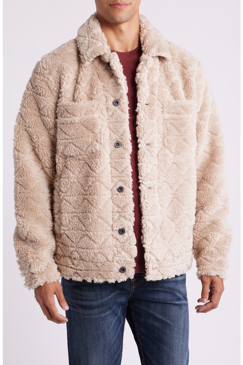 Janson UGGfluff Trucker Jacket, Main, color, PUTTY