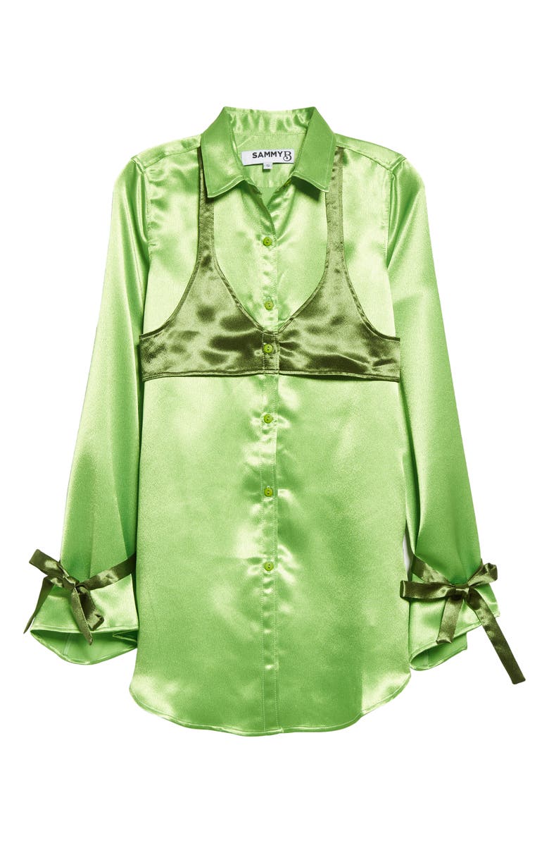 Sammy B Michelle Long Sleeve Satin Mini Shirtdress, Alternate, color, 