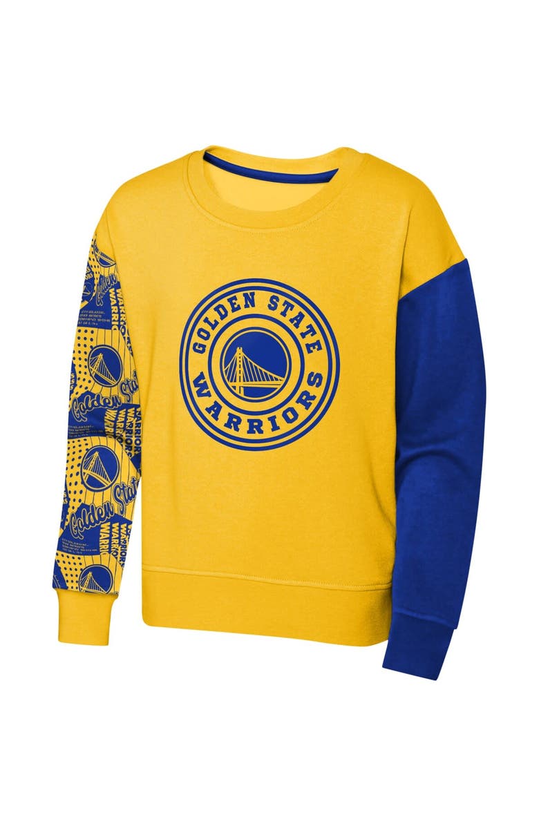 Outerstuff Girls Youth Gold Golden State Warriors Trifecta Pullover Sweatshirt, Alternate, color, 