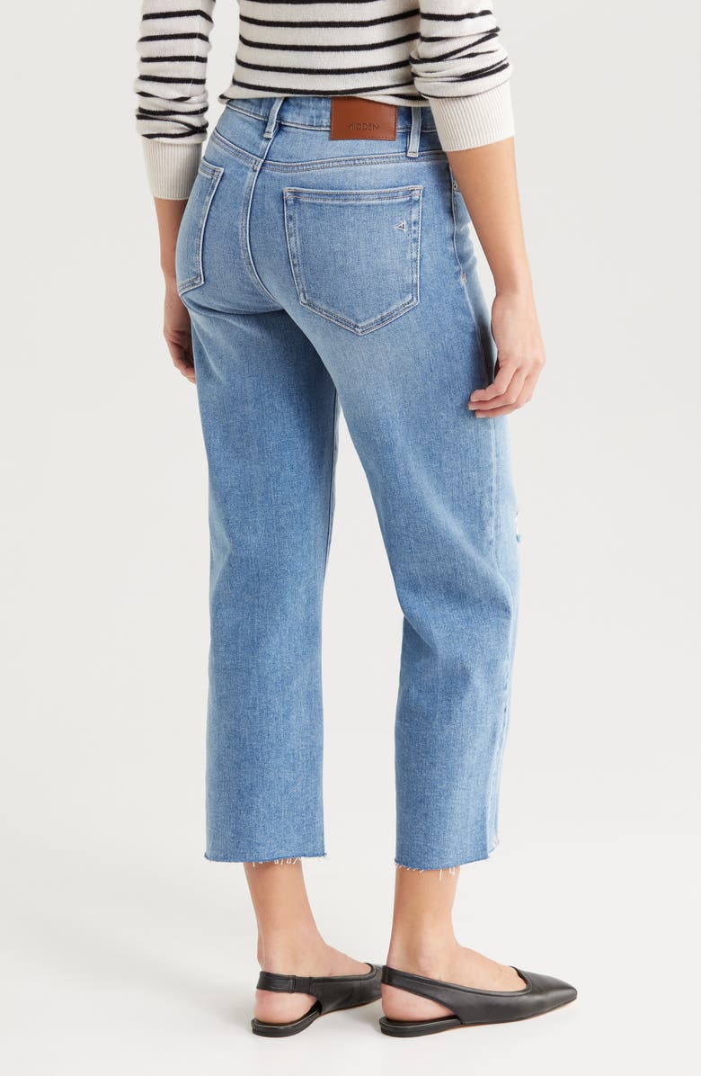 HIDDEN JEANS High Waist Slit Hem Crop Straight Leg Jeans, Alternate, color, Medium Wash