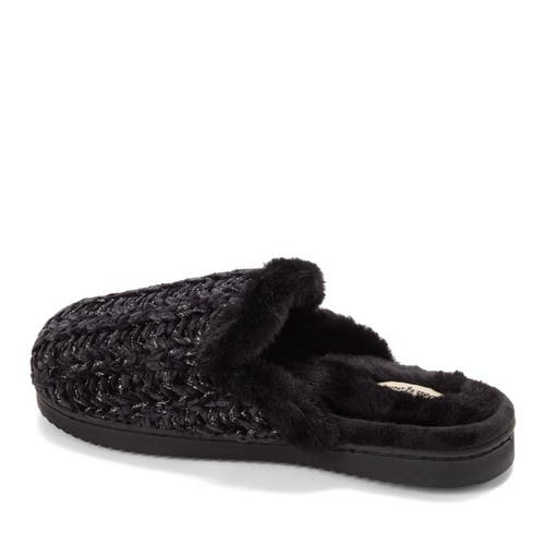 Dearfoams Paris Chenille Shaped Tab Scuff Slipper In Black