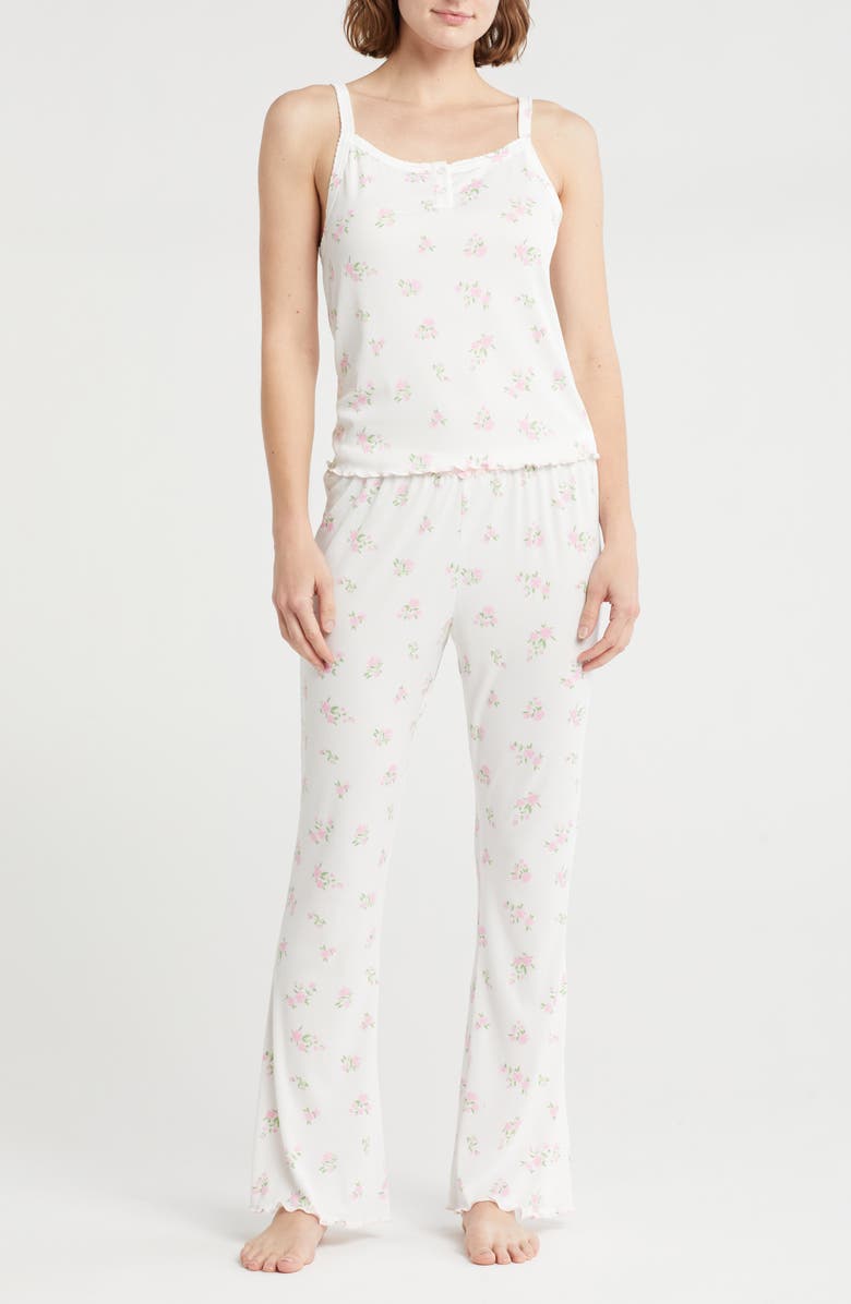 JACLYN Ribbed Long Pajamas, Main, color, Rococo Floatrose