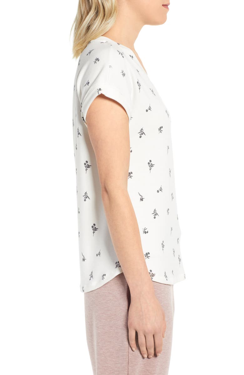 Bobeau Floral Curved Hem Top, Alternate, color, 