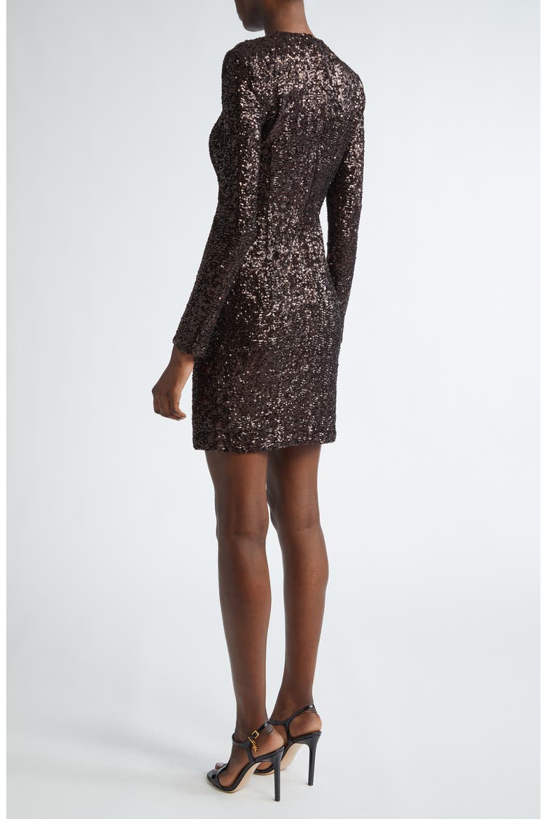 Sequin Long Sleeve Sheath Dress, Alternate, color, CHOCOLATE