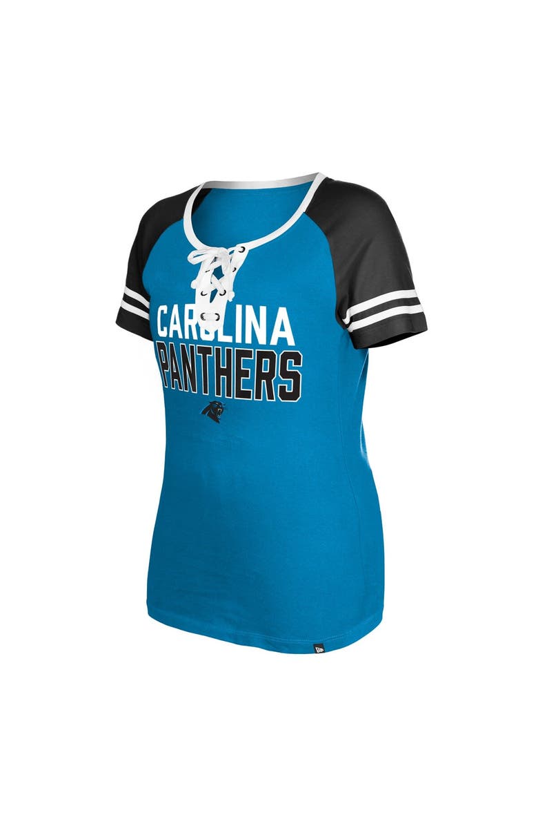 New Era Women's New Era Blue Carolina Panthers Raglan Lace-Up T-Shirt, Alternate, color, Blue