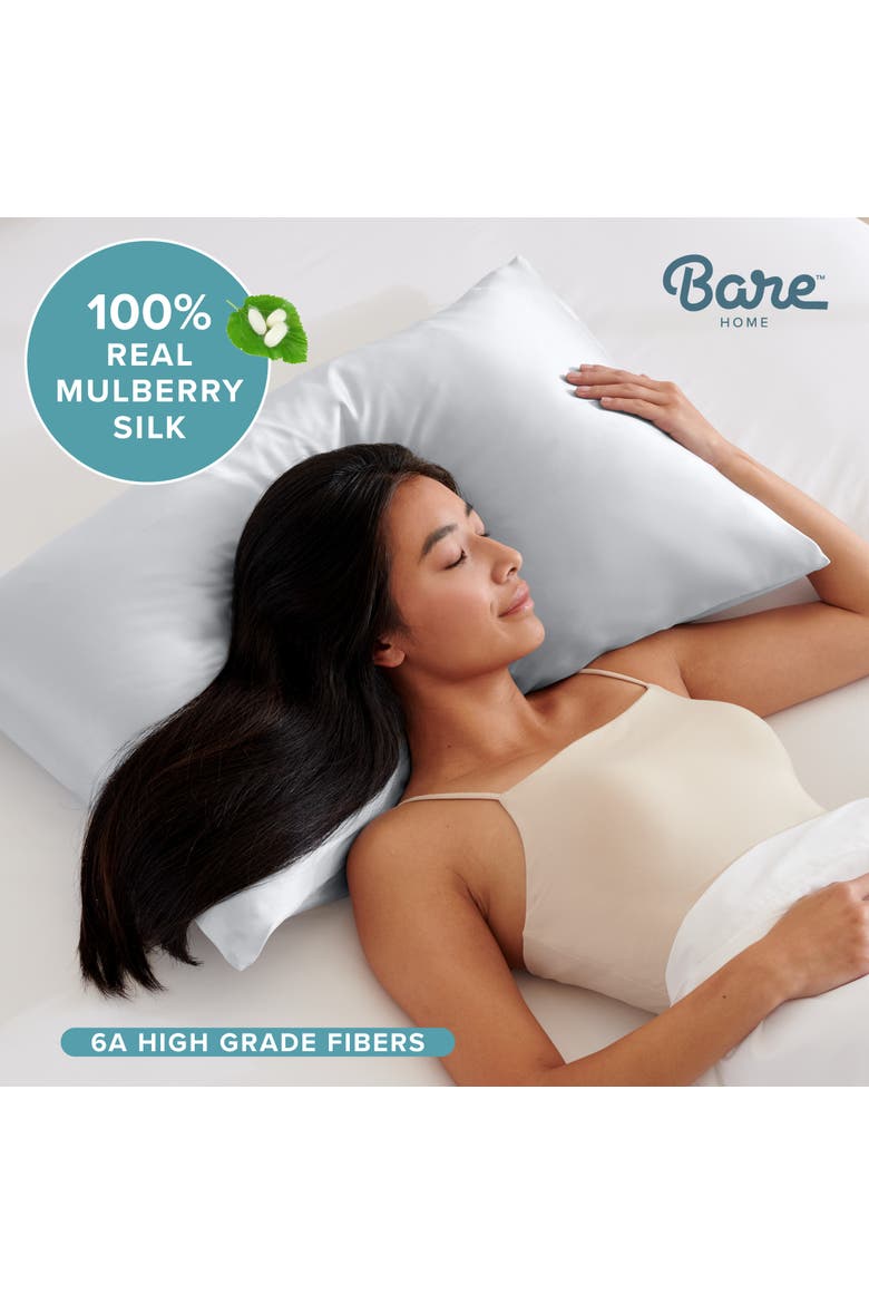 19 Momme 100% Mulberry Silk Pillowcase, Alternate, color, Silver