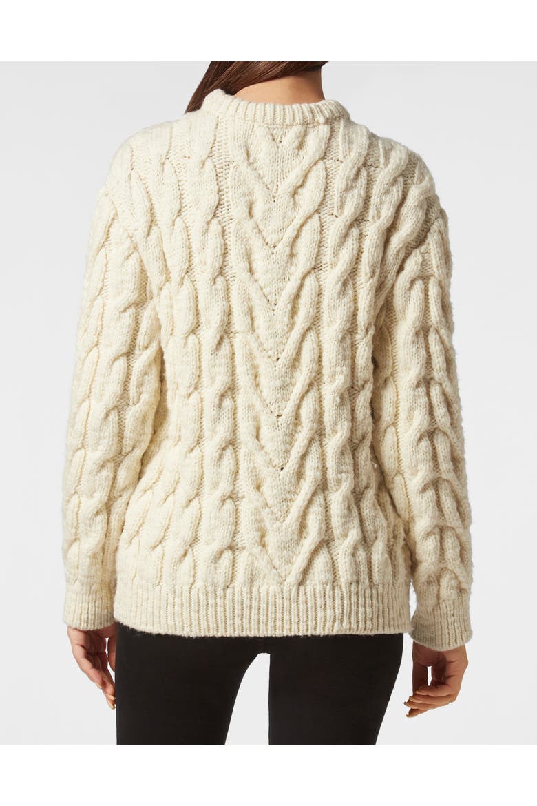 Pullover Round Neck Women, Alternate, color, white