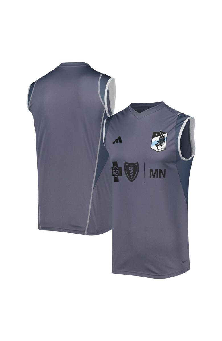 adidas Men's adidas Gray Minnesota United FC 2023 On-Field Sleeveless Training Jersey, Main, color, 