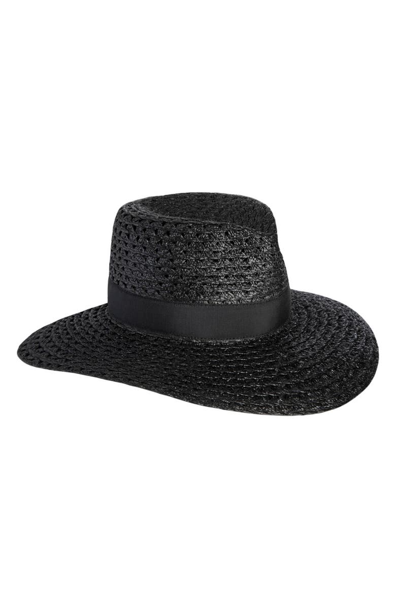 Eric Javits Cannes II Wide Brim Woven Fedora, Main, color,