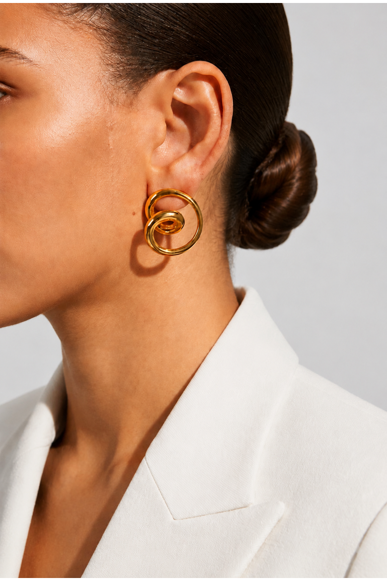 Jackie Swiral Knot Earrings, Alternate, color, Gold