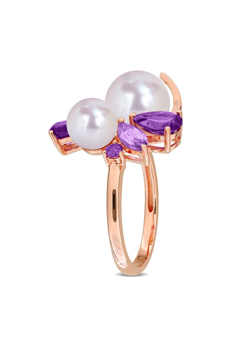Cultured Pearl & Semiprecious Stone Cluster Ring, Alternate, color, PURPLE