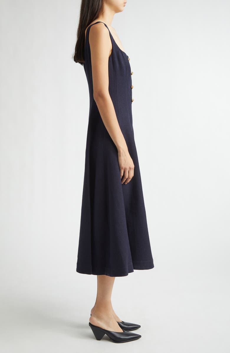 Altuzarra Orrie Sleeveless Linen Blend Midi Dress, Alternate, color, 000400 Navy