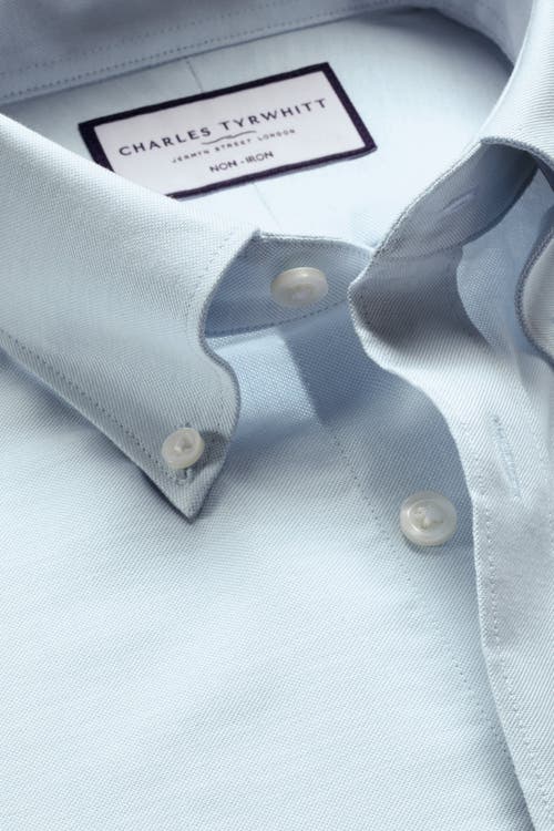 Charles Tyrwhitt Non-iron Stretch Oxford Shirt In Blue