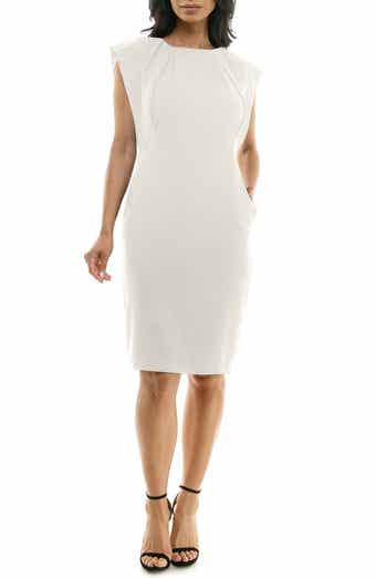Nina Leonard Pleated Sheath Dress