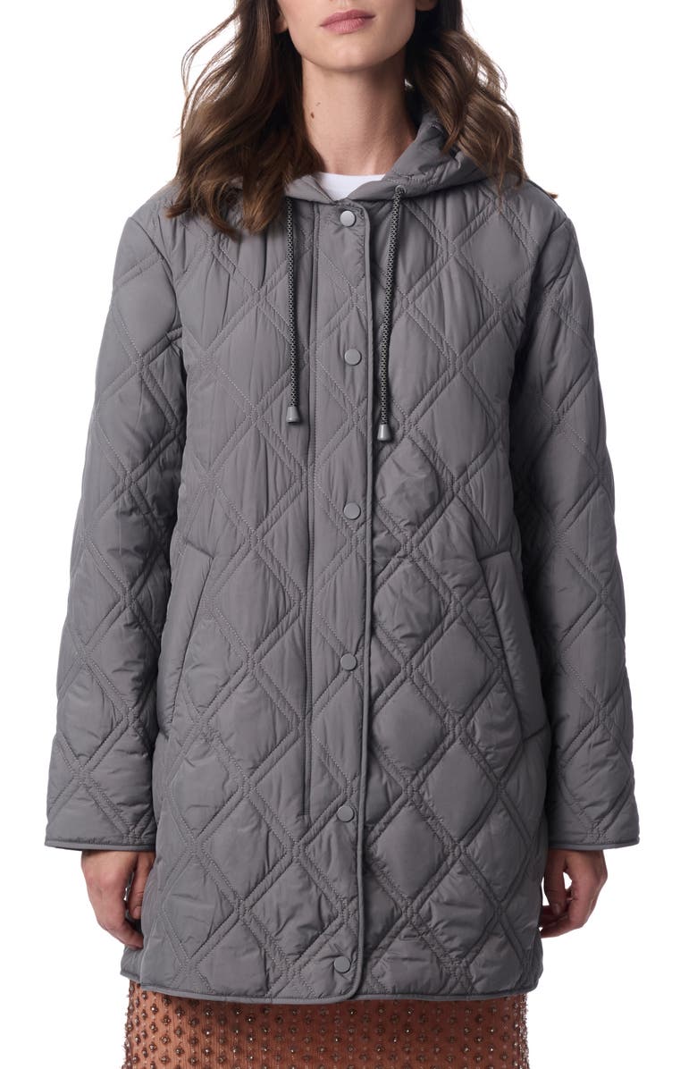 Bernardo Hooded Quilted Liner Jacket, Main, color, Pewter