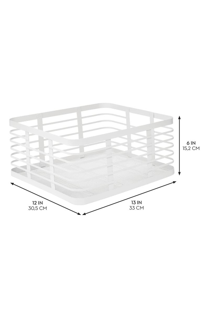 mDesign Metal Pantry Basket with Handles - Set of 2 - Matte White, Alternate, color, Matte White