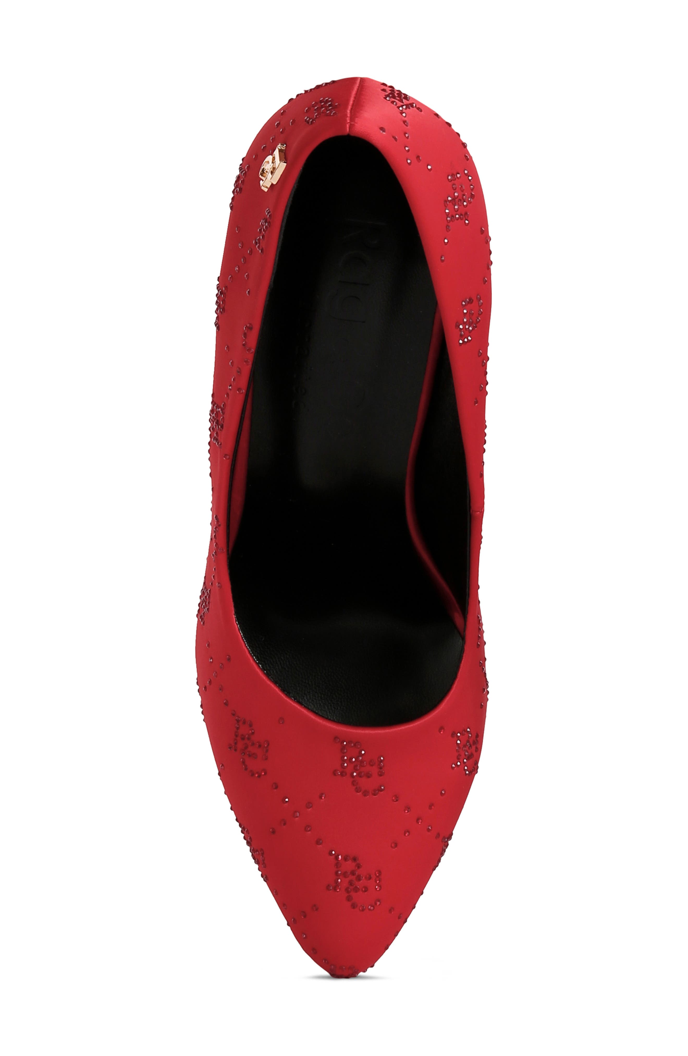 Rag & Co Ballard Monogram Satin Pump, Alternate, color, Red