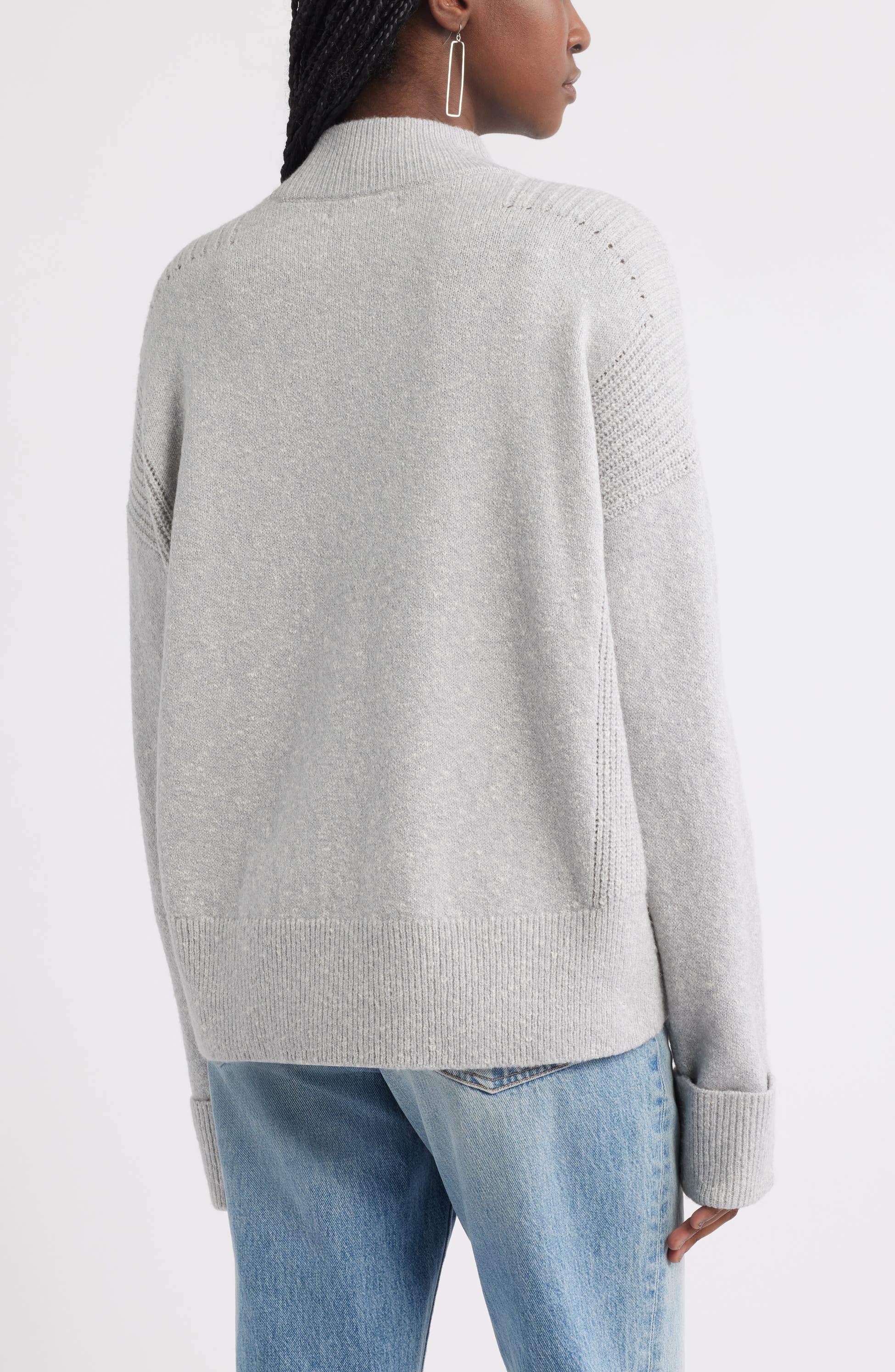 Rib Detail Mock Neck Sweater