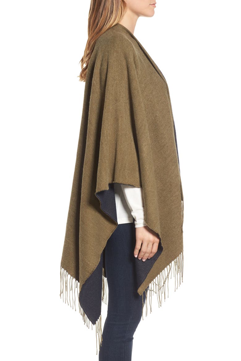 Halogen® Reversible Ruana, Alternate, color, OLIVE COMBO