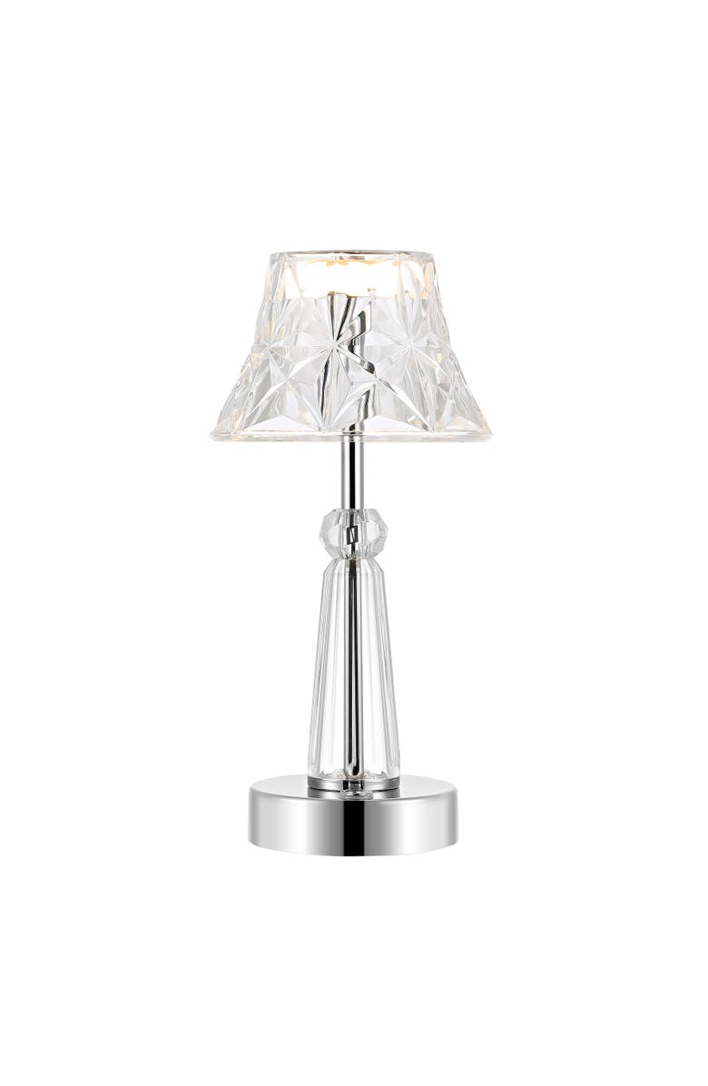JONATHAN Y Madelyn Bohemian Classic Acrylic Rechargeable Integrated Portable LED Table Lamp, Main, color, Clear/Chrome