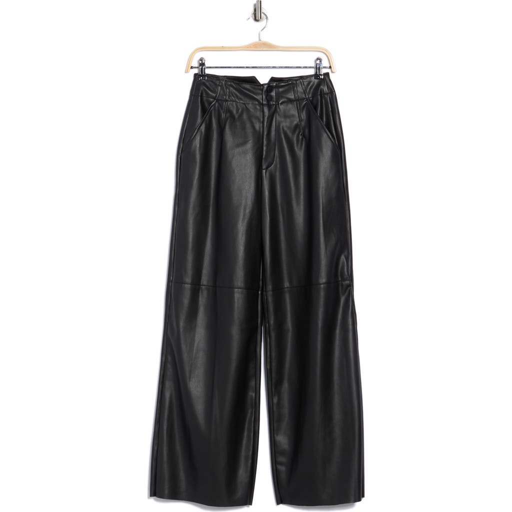 Dkny Jeans Faux Leather Wide Leg Pants In Black