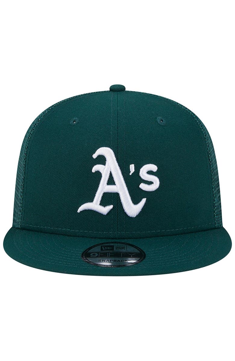 New Era Men's New Era Green Oakland Athletics Team Color Trucker 9FIFTY Snapback Hat, Alternate, color, 