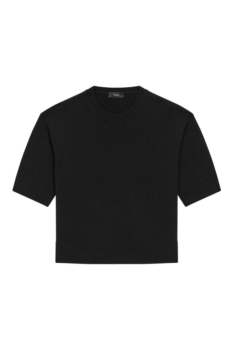 Short Sleeve Cashmere Sweater, Alternate, color, BLACK
