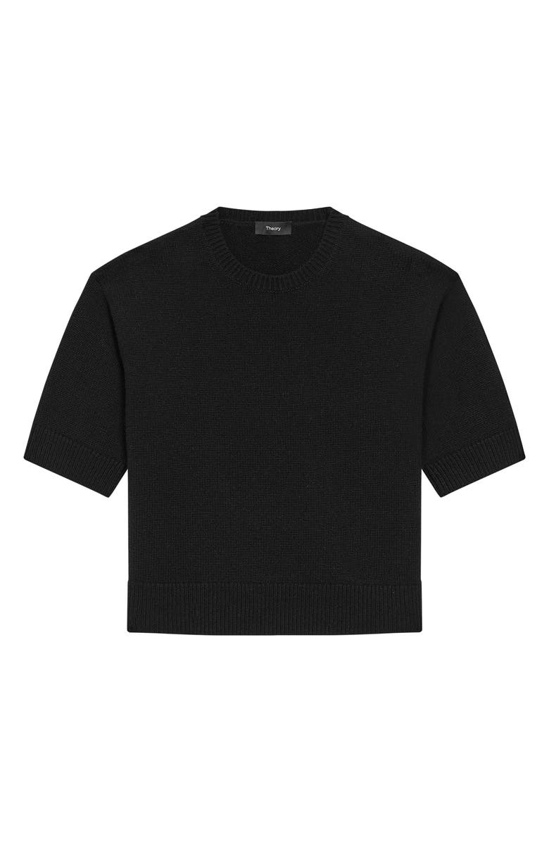 Theory Short Sleeve Cashmere Sweater, Alternate, color, Black