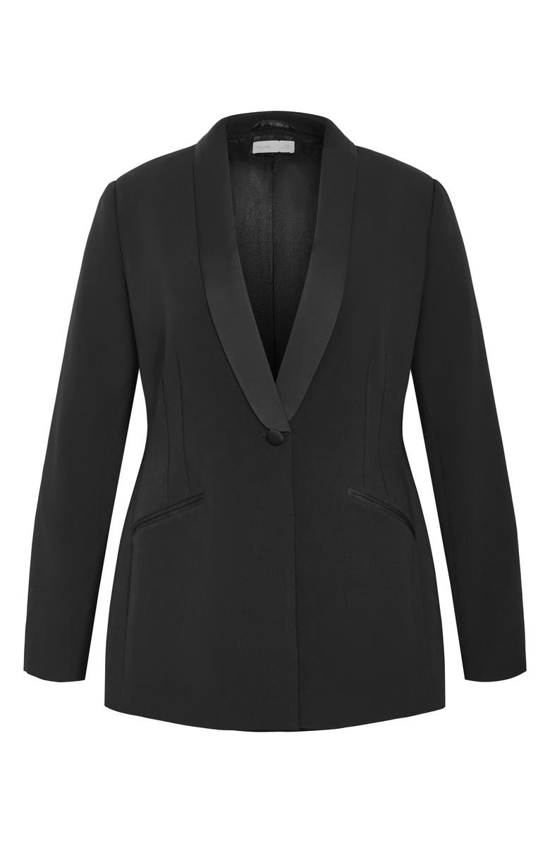 City Chic Alece Tuxedo Jacket, Alternate, color, Black