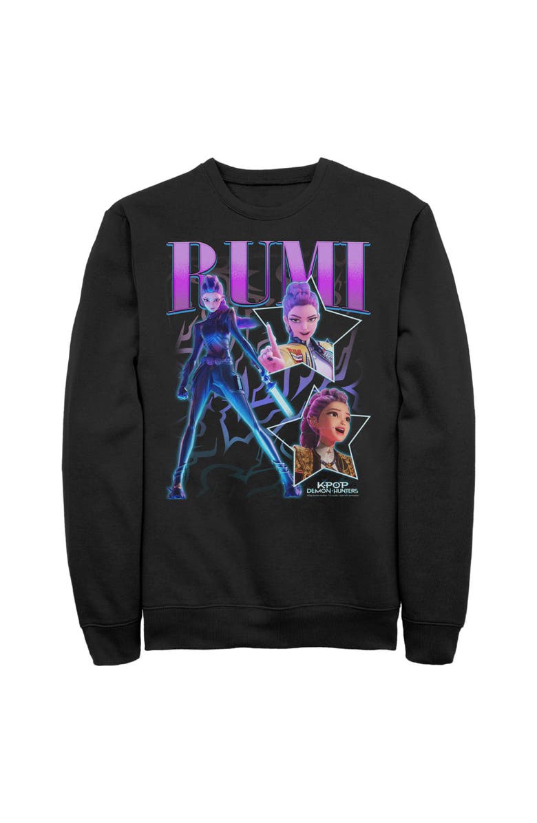 KPop Demon Hunters Men's KPop Demon Hunters Rumi Super Star Logo Sweatshirt, Main, color, Black