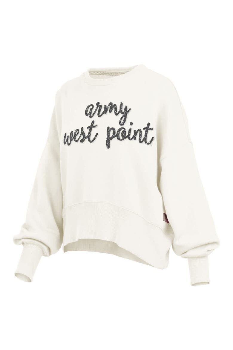 Women's Pressbox Cream Army Black Knights Oversized Chelsea Waist Length Pullover Sweatshirt, Alternate, color, Cream