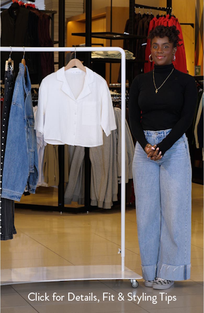 Boxy Elbow Sleeve Cotton Gauze Camp Shirt, sales video thumbnail