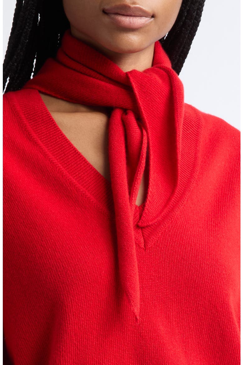 Wool and Cashmere V-Neck Sweater, Alternate, color, VERMILION RED