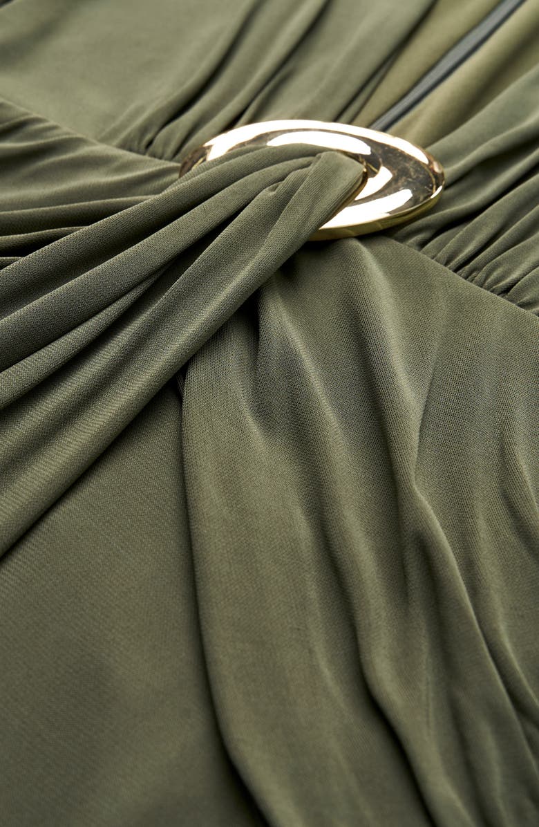 HALSTON Ahano Plunge Neck Long Sleeve Jersey Gown, Alternate, color,