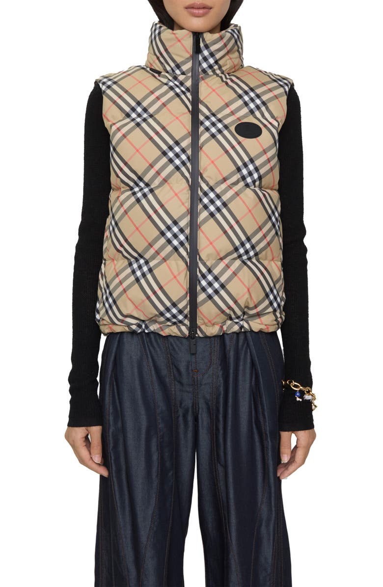 Burberry Harter Check Down Puffer Vest, Alternate, color, 