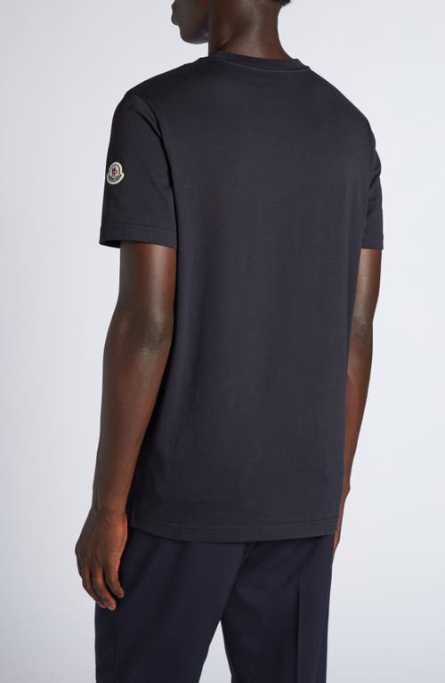 Moncler T-shirt En Coton Et Denim Avec Poche In Dark Navy Blue