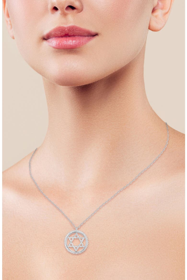 Cubic Zirconia Star of David Pendant Necklace, Alternate, color, SILVER