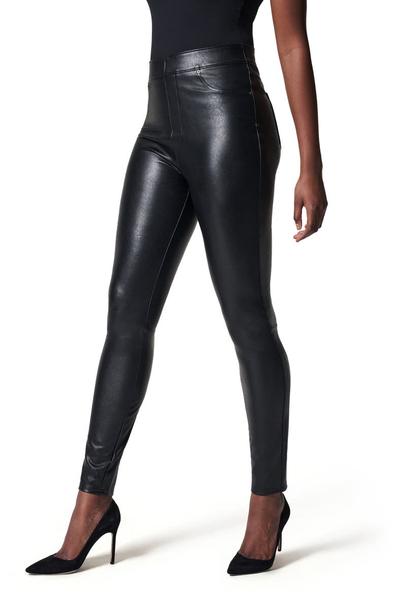 Faux Leather Ankle Skinny Pants, Alternate, color, LUXE BLACK